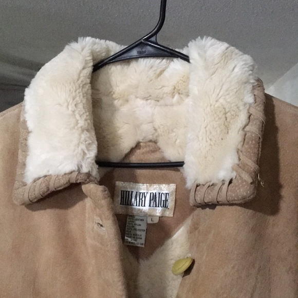 Hillary Paige genuine leather and faux fur button front coat size Large - Picture 3 of 7